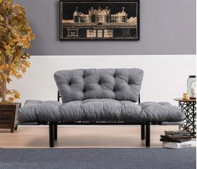 Canapea extensibilă cu 2 locuri, Futon, 859FTN1218, Metal, Gri