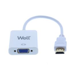 Adaptor HDMI tata la VGA mama, 0.2m, alb, Well