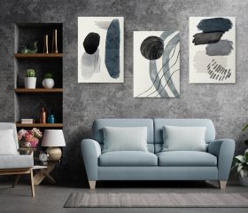 Set 3 tablouri Boho minimalism forme abstracte - Dimensiune multicanvas: 3 tablouri 80x120 cm