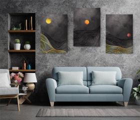 Set 3 tablouri Boho minimalism peisaj abstract - Dimensiune multicanvas: 3 tablouri 50x70 cm