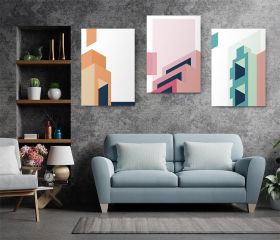 Set 3 tablouri arhitectura moderna minimalista - Dimensiune multicanvas: 3 tablouri 80x120 cm