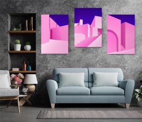 Set 3 tablouri arhitectura moderna minimalista - Dimensiune multicanvas: 3 tablouri 80x120 cm