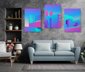 Set 3 tablouri arhitectura moderna minimalista - Dimensiune multicanvas: 3 tablouri 40x60 cm