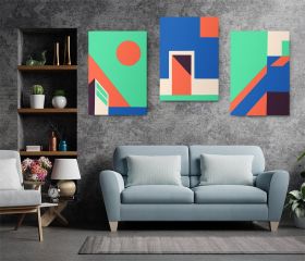 Set 3 tablouri arhitectura moderna minimalista detaliu - Dimensiune multicanvas: 3 tablouri 50x70 cm