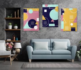 Set 3 tablouri forme geometrice multicanvas - Dimensiune multicanvas: 3 tablouri 60x90 cm
