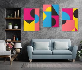 Set 3 tablouri forme geometrice multicanvas - Dimensiune multicanvas: 3 tablouri 30x45 cm