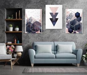 Set 3 tablouri forme geometrice multicanvas - Dimensiune multicanvas: 3 tablouri 60x90 cm