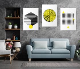 Set 3 tablouri forme geometrice multicanvas - Dimensiune multicanvas: 3 tablouri 30x45 cm
