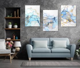 Set 3 tablouri canvas abstract imitatie marmura - Dimensiune multicanvas: 3 tablouri 80x120 cm