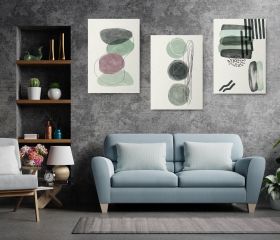 Set 3 tablouri Boho minimalism forme abstracte - Dimensiune multicanvas: 3 tablouri 60x90 cm