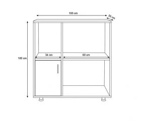 Dulap multifunctional, Lacivert, Nehir, 100x100x35 cm, Stejar / Alb