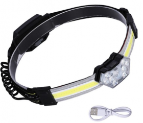 Lanterna de cap 1 COB plus 9 LED, Waterproof, 600lumeni