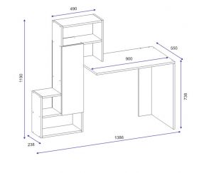 Birou, Arnetti, Irmak, 138.6x55x119 cm, PAL, Alb