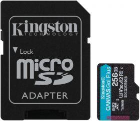 Card memorie Kingston Micro SDXC Canvas GO Plus, 256GB, Clasa 10, UHS-I + Adaptor