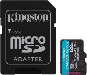 Card memorie Kingston Micro SDXC Canvas GO Plus, 128GB, Clasa 10, UHS-I + Adaptor