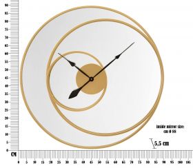 Oglinda de perete cu ceas Circle, Mauro Ferretti, Ø 90 cm, fier/MDF, auriu