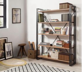 Biblioteca Cosmo Fix, Sapphire, 130x35x180 cm, natural/negru