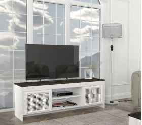 Comoda TV, Tera Home, Done, 150x48.2x35 cm, PAL, Alb/Maro închis