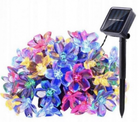 Instalatie solara flori de cires RGB cu 50 led-uri multicolor