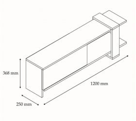 Comoda TV, Puqa Design, Yonca, 120x36.8x25 cm, PAL, Antracit / Stejar