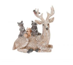 Decoratiune Reindeer, raccoon and squirrel, 13x7x15 cm, poliston