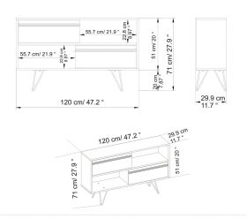 Comoda TV, Retricy, Kerby, 120x30x71 cm, PAL, Alb