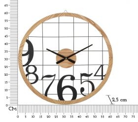 Ceas de perete Numbers, Mauro Ferretti, 60 cm, fier/MDF, negru/maro