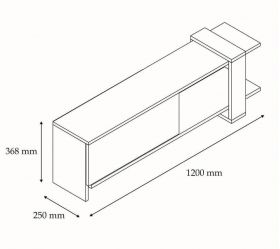 Comoda TV, Puqa Design, Funda, 120x36.8x25 cm, PAL, Antracit/Alb