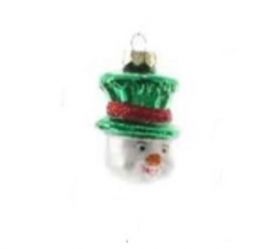 Decoratiune pentru brad - Figure Glass - Snowman Green Hat - Om De Zapada Cu Palarie Verde | Kaemingk