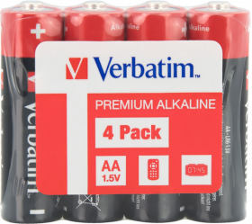 Baterii Verbatim, Alkaline, AA, 4 buc, 49501