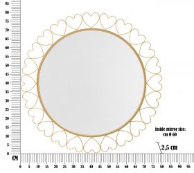 Oglinda de perete Hearts, Mauro Ferretti, Ø 80 cm, fier/MDF, auriu