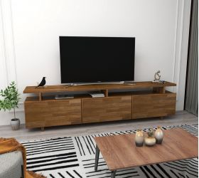 Comoda TV, Woodface, Verona, 174 x 52 x 30 cm, lemn solid de pin, maro