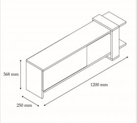 Comoda TV Ova, Puqa Design, 120x25x36.8 cm, antracit/natural