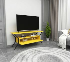 Comoda TV, Kalune Design, Tarz, 124x54x35 cm, Galben/Negru