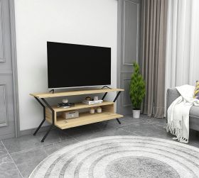 Comoda TV, Kalune Design, Tarz, 124x54x35 cm, Pâslă / Negru