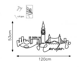 Decoratiune de perete, London, Metal, Grosime: 2 mm, Negru