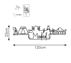 Decoratiune de perete, Madrid, Metal, Grosime: 2 mm, Negru