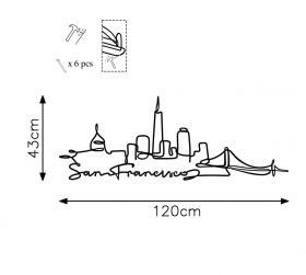 Decoratiune de perete, San Francisco, Metal, Grosime: 2 mm, Negru