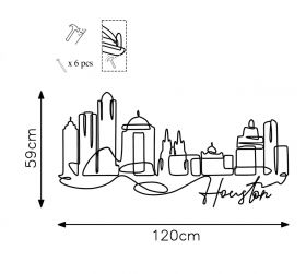 Decoratiune de perete, Houston, Metal, Grosime: 2 mm, Negru