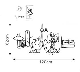 Decoratiune de perete, Las Vegas, Metal, Grosime: 2 mm, Negru