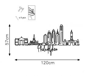 Decoratiune de perete, Philadelphia, Metal, Grosime: 2 mm, Negru