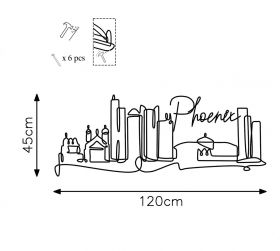 Decoratiune de perete, Phoenıx, Metal, Grosime: 2 mm, Negru