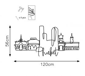 Decoratiune de perete, Phuket, Metal, Grosime: 2 mm, Negru