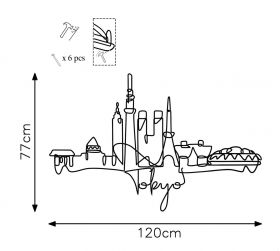 Decoratiune de perete, Tokyo, Metal, Grosime: 2 mm, Negru