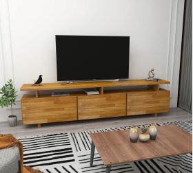 Comoda TV, Woodface, Verona, 174x52x30 cm, Lemn, Stejar