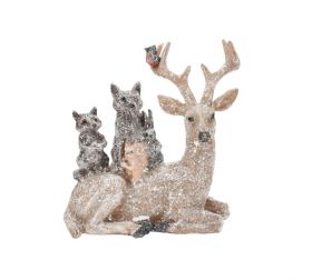 Decoratiune Reindeer, raccoon and rabbit, 13x7x15 cm, poliston