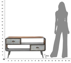 Comoda TV Illinois, Mauro Ferretti, 120.5x40x61 cm, fier, gri inchis