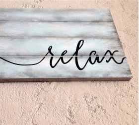 Decoratiune de perete, Relax, 40x1.8x26 cm, Lemn , Albastru