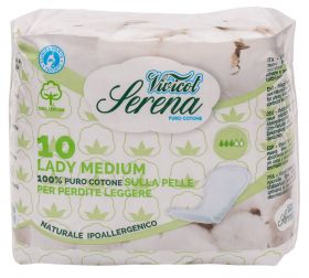 Absorbante din bumbac natural, fara aripioare ,medium 3 picaturi, 10buc - Vivicot