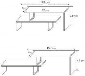 Comoda TV Ovit, Kalune Design, 120x30x45 cm, negru/antracit